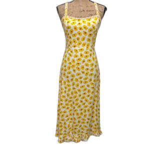 Faithfull the Brand Noemie Midi Dress‎ Yellow Constance Floral Print Size Small